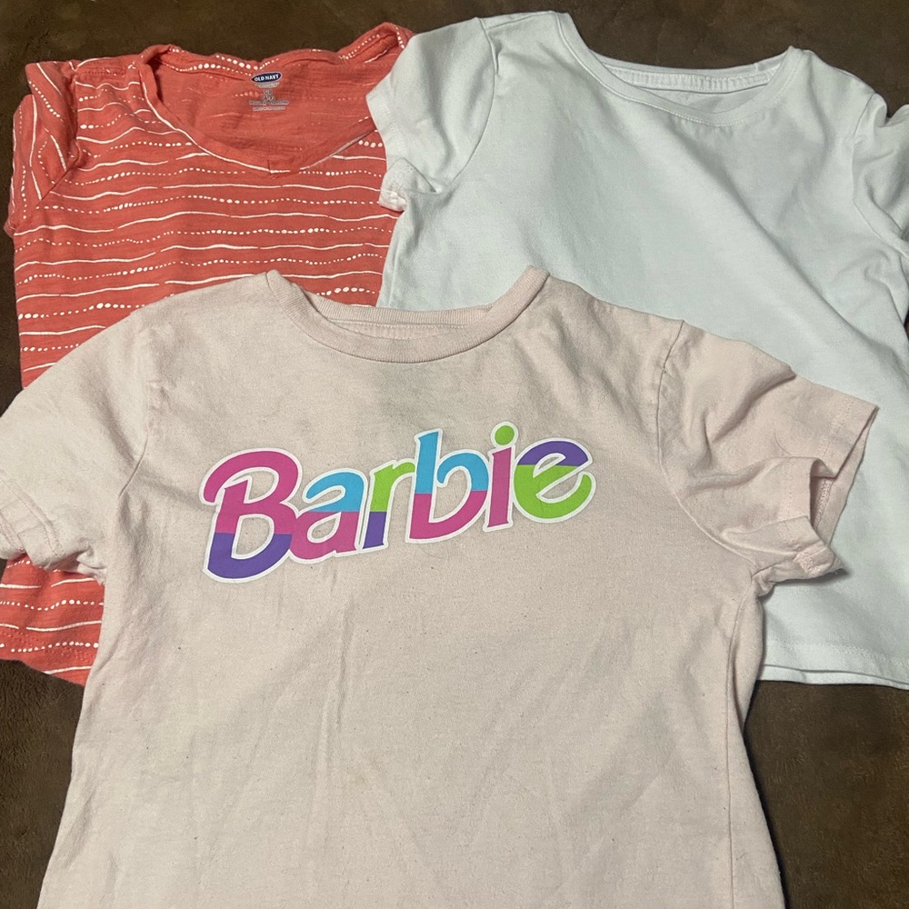 Lot of 3, Barbie Kids T-Shirt girls size 6 white pink